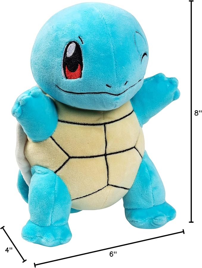 Pokemon 8" Squirtle Plush - Officially Licensed - Generation 1 Starter Figure - Authentic Soft Stuffed Animal Toy - Holiday Christmas Stocking Stuffer Gift for Kids, Boys, Girls - 2+