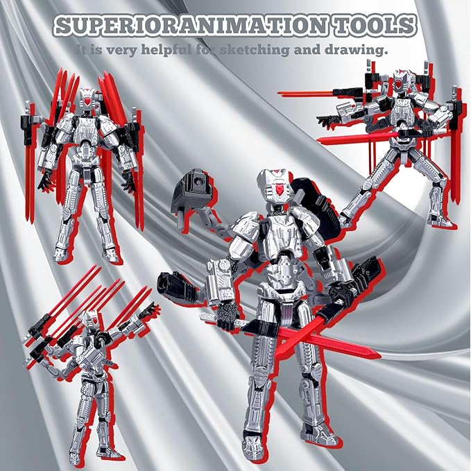 Assembly Completed T13 Action Figure,T13 mision 13 figuras originales 3D Printed Toys Nova 13 Action Figures Desktop Decorations for Game Lovers Toy (Silvery, 8 Inch)