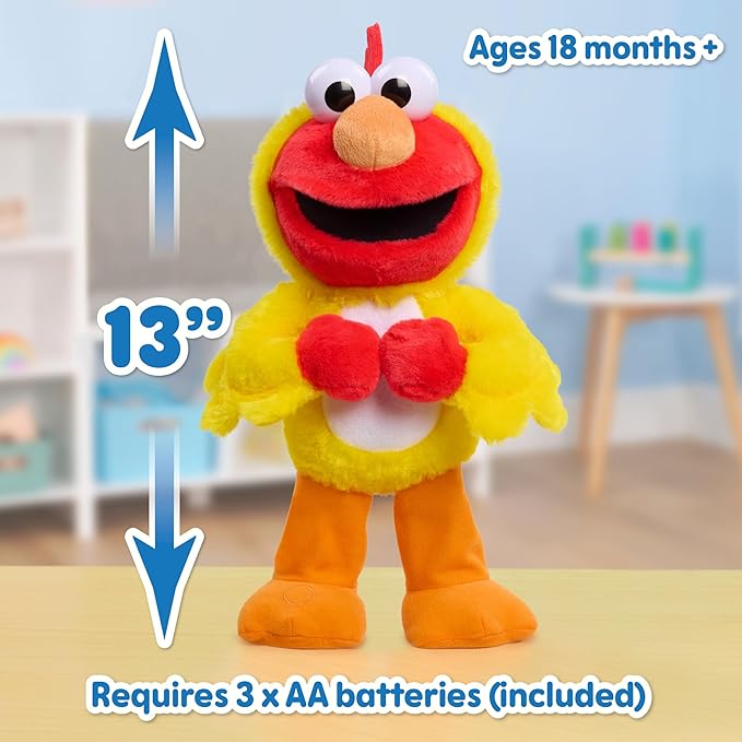 Just Play Sesame Street Chicken Dance Elmo Feature 13 Inch Plush, Dancing Plush, Stuffed Animal, Kids Toys for Ages 2 Up
