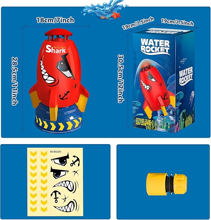 Water Sprinkler for Kids Rocket Toys – Outdoor Summer Water Launcher with 360° Splash, Fun Backyard Sprinklers for Toddlers Boys Girls Age 3–8, Easy Hose Setup Birthday Gift Idea