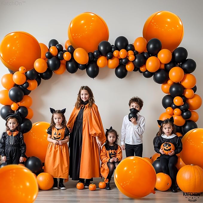 KatchOn, Orange Foil Balloons - Big, 22 Inch, Pack of 6 | 4D Foil Metallic Balloon for Thanksgiving Decorations | Mylar Balloons for Basketball Party, Birthday, Wedding, Carnival, Orange Party Decor