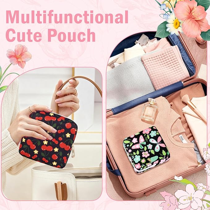 Period Pouch Discreet Sanitary Napkin Storage Bag Pad Bags | Menstrual Cup & Pad Holder, First Period Kit Storage, Feminine Bag for Women, Portable, Butterfly Print