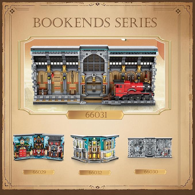 Magic Train Booknook Building Set with Lights, Creative Bookends Building Kit 66031, Bookshelf Home Decor, 2795 PCS Book Nook Model Toy Kit, Gift for Teens 14+ and Adults