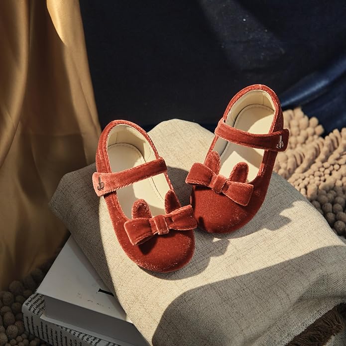 THEE BRON Mary Jane Ballet Flats - Girls' Dress Shoes with Hook & Loop Closure
