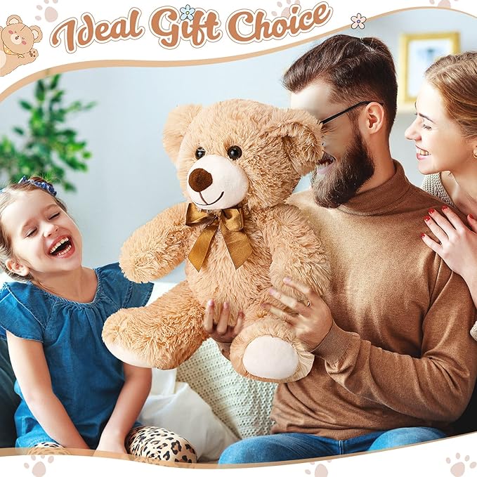 HyDren 36 Pcs 14 Inches Stuffed Bears Animals Plush Toys Bulk Soft Cute Small Shaggy Bear for Baby Shower Birthday Gifts Wedding Party Favor Decoration(Light Brown)