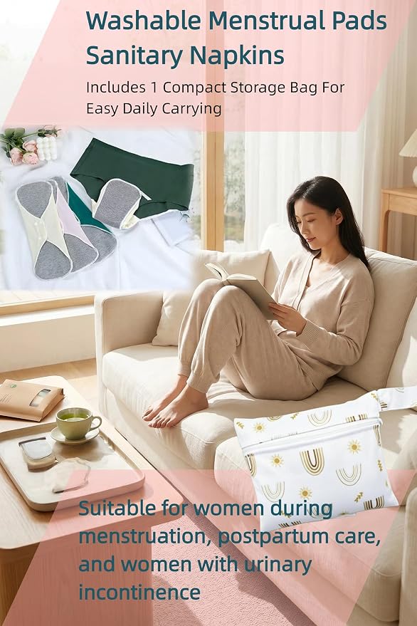 Reusable Incontinence Pads,Graphene Pads Sanitary Napkins,Washable Menstrual Pads,with 1 Storage Bag,Panty Liners Pads Period for Women/Postpartum/Incontinence Patients(Grey/XL/5pcs)