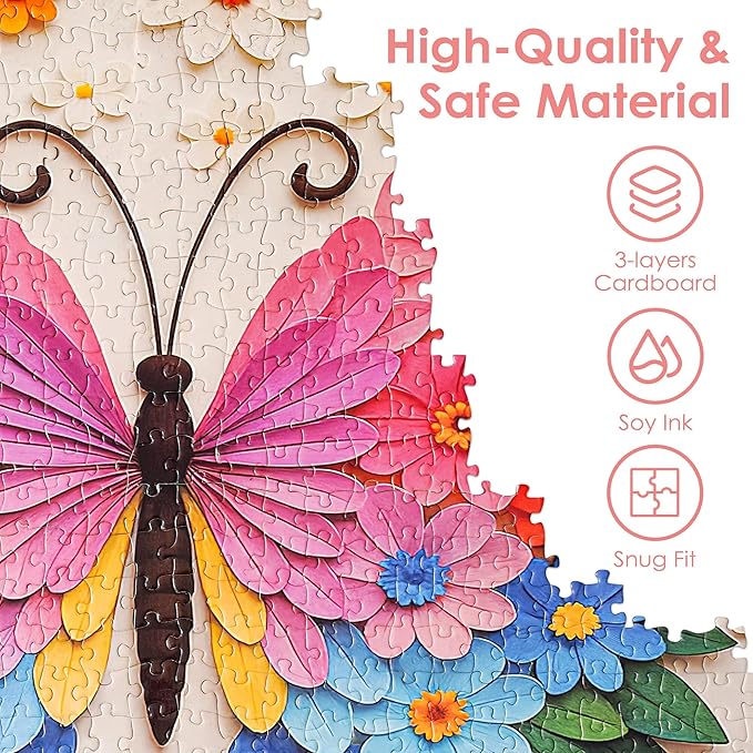 Butterfly Puzzles for Adults 1000 Pieces, Funny Puzzle, Colorful Flower Animal Jigsaw Puzzles, Organizor Box, Thick & Sturdy, Home Decor, Challenging Family Puzzle, Gifts Puzzle Lovers(27.5x19.6 in)
