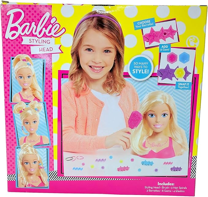 KidPlay Girls Styling Head Doll with Hair Accessories - Barbie
