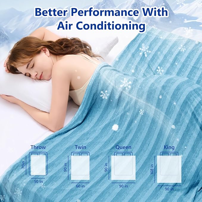 Cooling Blanket for Hot Sleepers Cold Summer Blanket Throw 90"x108" | Cold Summer Bed Blanket Keeps Cool for Night Sweats, Soft Lightweight Breathable Sofa Blankets for Kid Adults