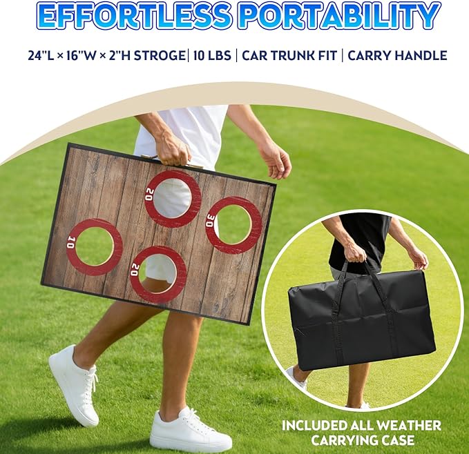 Corn Hole Toss Game for Adults 24x16 Inch Set - Portable Cornhole Board Set with Scoring Target Area, Bean Bags & Carrying Case | Family Kids Outdoor Backyard Beach Lawn Games