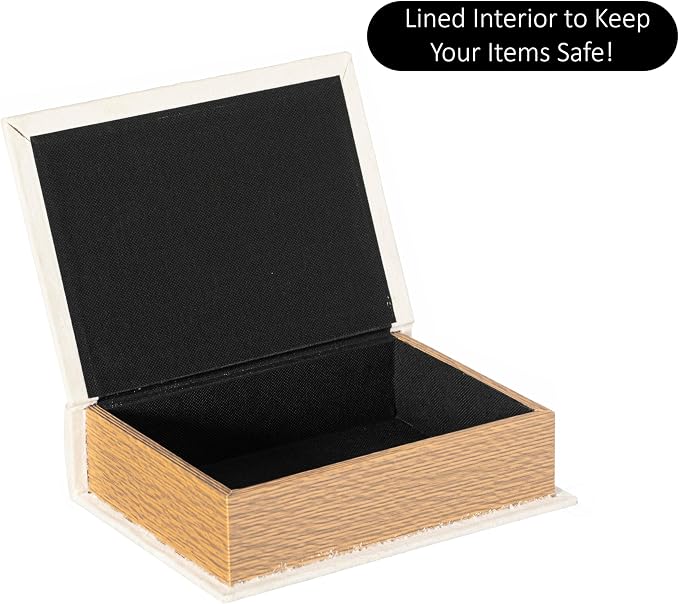 Decorative Vintage Book Shaped Trinket Storage Box - Paper White