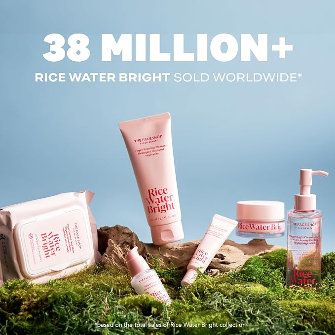The Face Shop Rice Water Bright Vegan Cream - Instant Moisturization Quick-Absorbing Formula - Vegan, Brightening - Rice Water, Niacinamide, Hyaluronic Acid - Moisturizer Face Cream - Korean Skin Care