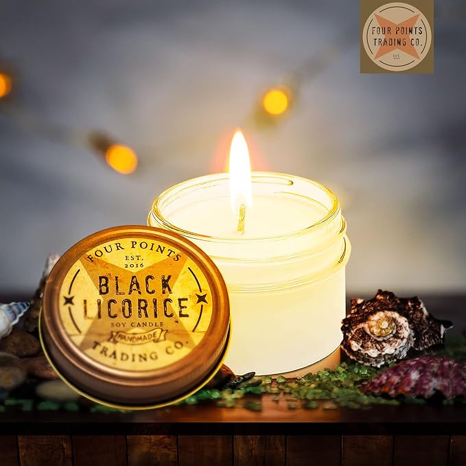 Black Licorice Scented Candle, 4 Oz. Handcrafted Soy Wax Candles for Men & Women, Fragrant Aromatherapy Candle with Jar, Unique Room Scents, Relaxing Home Essentials for Mom, Daughter or Friend