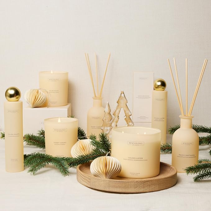 Orange, Cedarwood & Clove – Benevolence LA Scented Candle for Home | 8oz, 45-Hour Burn | Natural Soy Wax, Cotton Wick | Malibu Sands Collection, Gift for Women & Men