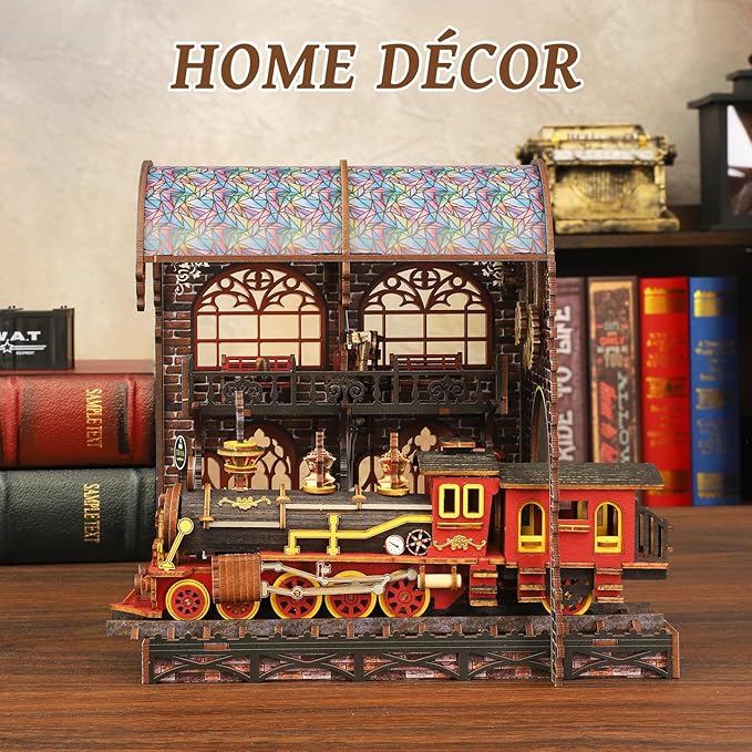 Foyucool Book Nook Kits for Adults, Zero Platform DIY Book Nook Kit, 3D booknook Craft Kits Bookshelf Insert with Sensor LED Light, Creative Craft Gift for Adults & Teens