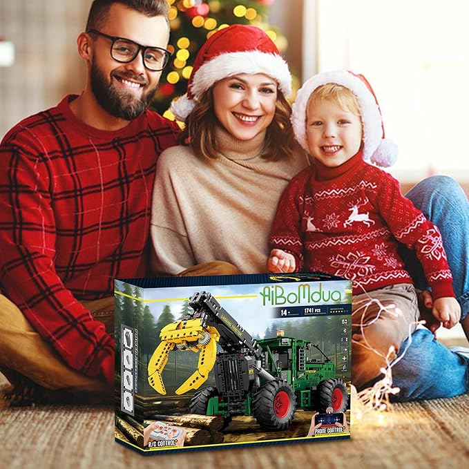 Technic Skidder Tractors Toys Blocks,2.4G RC Skidder Tractors MOC Building Set for Adults, Men,Collectible Home Decor