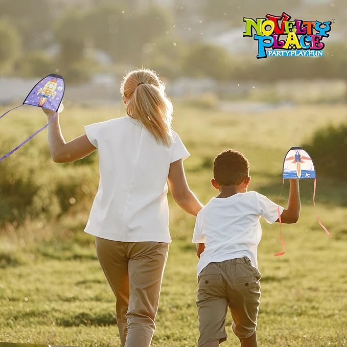 Novelty Place 2 Pack Thumb Ejection Kite Toy - Kite Launcher Slingshot Catapult Kites for Boys Girls Kids & Teens, Mini Beach Kites Easy to Launch and Fun Outdoor Flying Experience(Jet,Rocket)