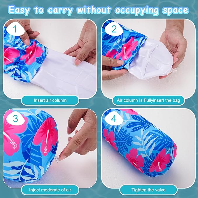 Inflatable Swimming Pool Noodle, 2 Pack Soft Fabric Quick Drying Covered Large Pool Floats Noodles, Premium Buoyancy Swim PoolFloats with Portable Storage Bag for Pool Party Toy