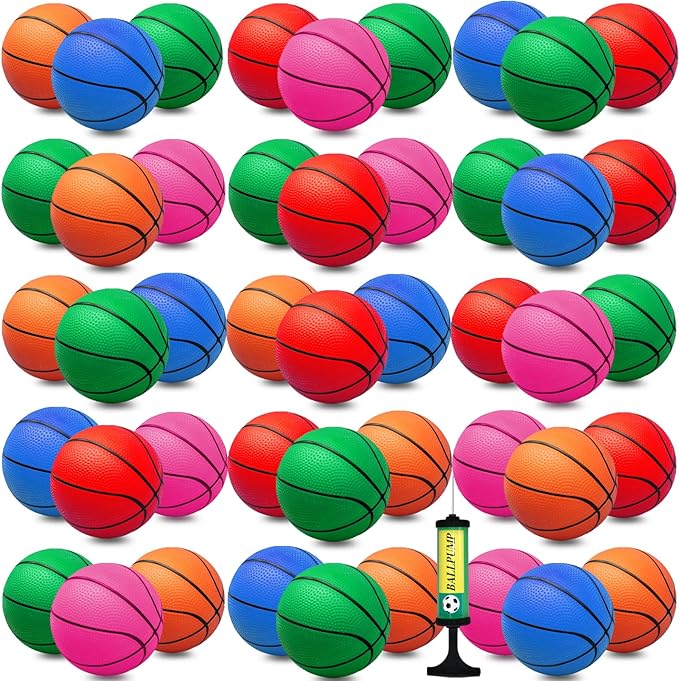 Oleitodh 30Pcs 7" Mini Basketball Balls Bulk PVC Small Basketballs for Over The Door Basketball Hoop Games Party Favors Indoor Outdoor Play Adults Kids Pool Beach Colorful