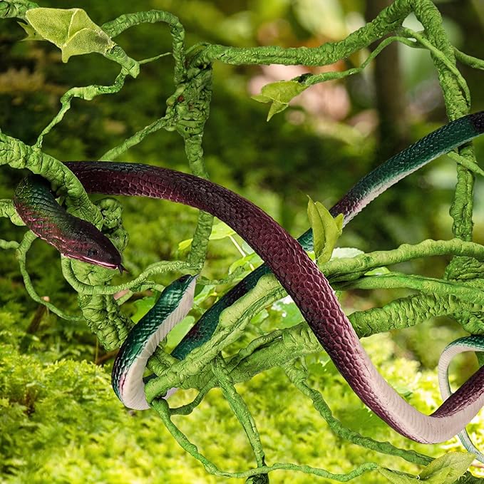 11 Pieces Rubber Snakes Realistic Large Lifelike Fake Snake Plastic Garden Snake to Keep Birds Away Scare Squirrels Halloween Prank Props Scare Snakes