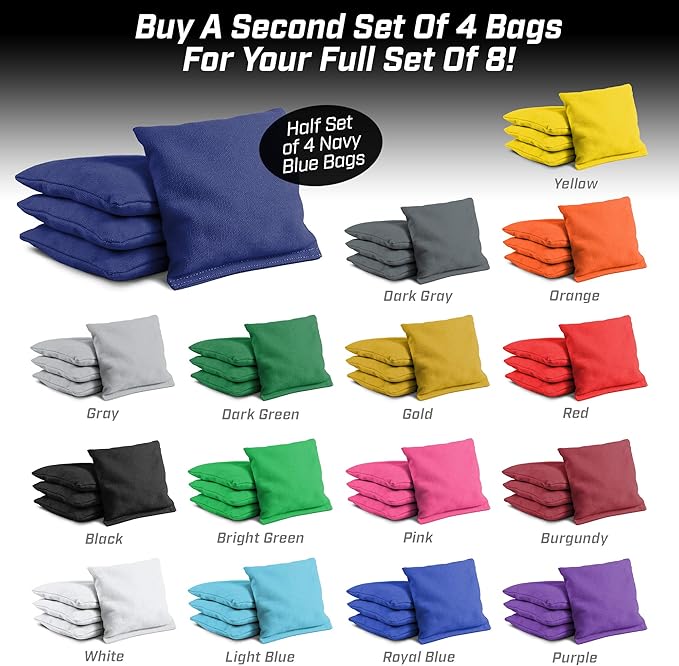 GoSports Cornhole Bean Bags Set of 4-16 Colors Available - Regulation All Weather, Mix and Match