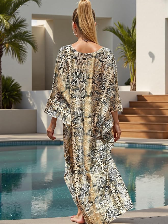 Mumu Dresses for Women Plus Size, Bohemian Kaftan Beach Cover Up Long Maxi Nightgown Soft Loungewear