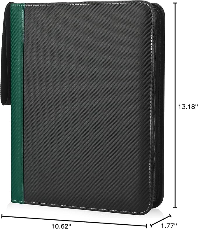 9 Pockets Trading Card Binder with Sleeves Card Organizer, 900 Double Sided Pocket PU Card Collection Binder, Baseball Binder,for Sports Card, MTG, TCG Yugioh Card (Green)