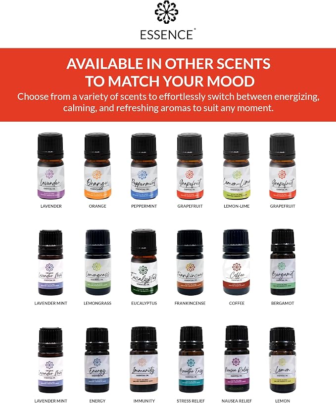 Essence Pearl Travel Case | Grapefruit Essential Oil | Aromatherapy Nasal Diffuser & Essential Oil Carrying Case | Uplifting Citrus Scent | Travel-Friendly Kit | White Pod