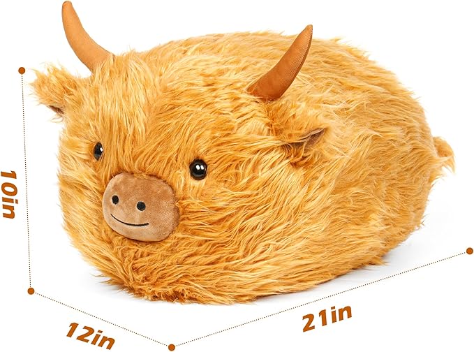 Wepop 20 in Fluffy Highland Cow Stuffed Animal, Giant Highland Cow Plush, Adorable Cattle Stuffed Animal Plushie Pillows Gifts for Kids and Adults