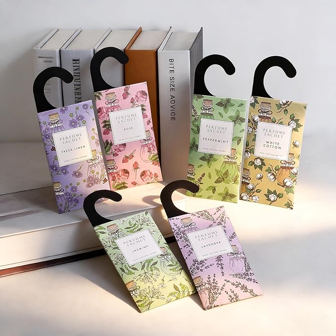 Large 12 Packs Hanging Scented Sachets Long-Lasting Closet Deodorizer Air Freshener Fabric Refresher Odor Eliminator for Drawer Home Fragrance Gift Set?6 Scents?