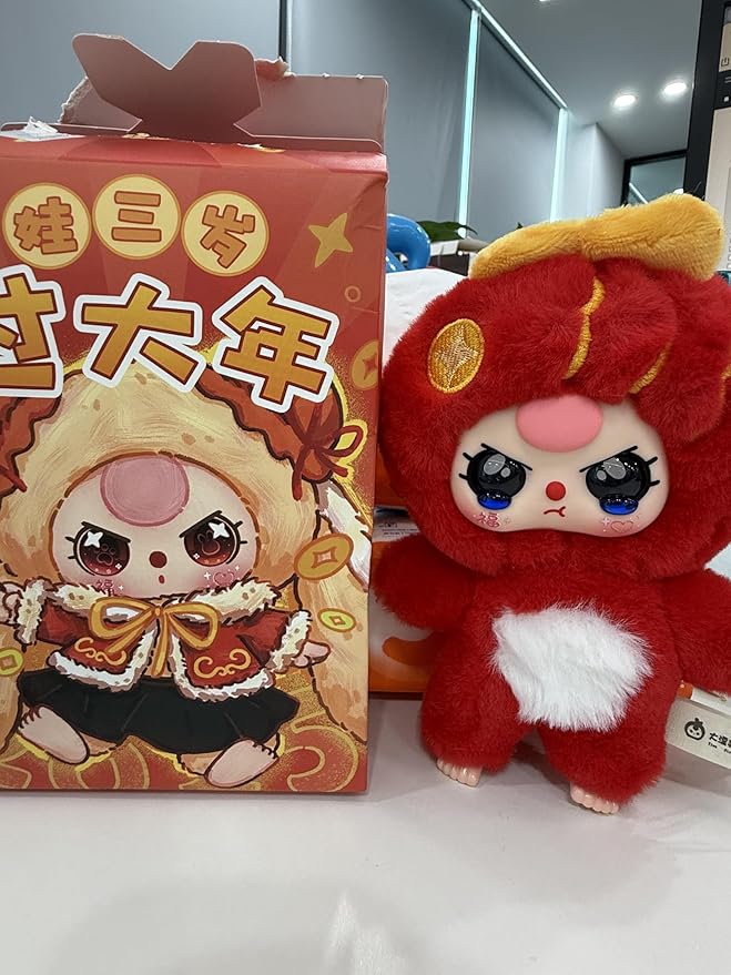 Baby Three New Year Series Vinyl Plush Doll, Cute Cartoon Mystery Model Collection Plush Toy, Birthday for Friends Kids, Random 1pc