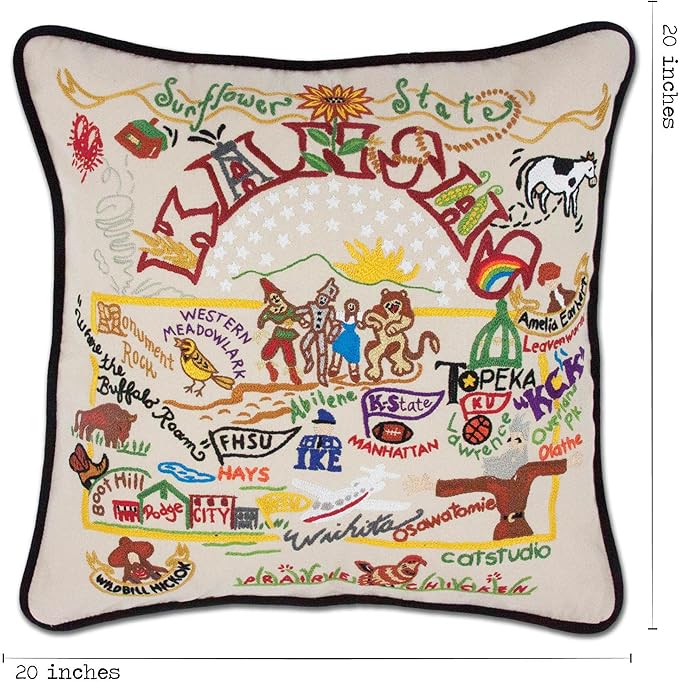 Catstudio Kansas Embroidered Decorative Throw Pillow