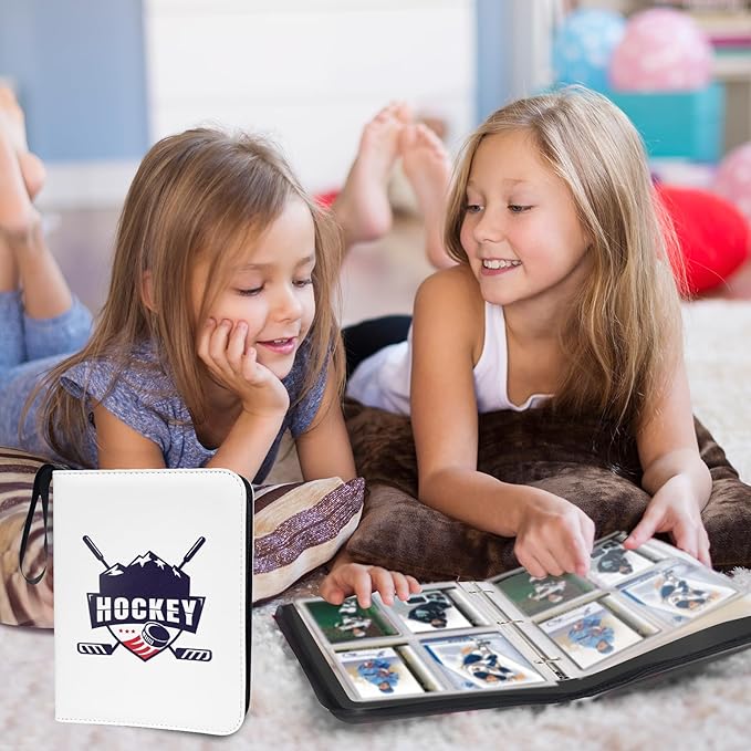 400 Pockets Hockey Card Binder for Hockey Trading Cards 2024 2025 2026 Collectors,Portable Waterproof Card Storage Book with Removable Sleeves,Compatible with Hockey,Football,Sports Game and TCG Cards