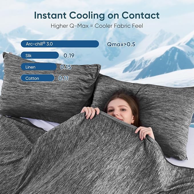 Elegear Arc-Chill® 3.0 Cooling Blanket for Hot Sleepers, King Size, Black | Q-Max>0.5 Cooling Fabric, Absorbs Heat to Keep Body Cool, Lightweight Summer Blankets for Night Sweats & Menopause, 108"x90"