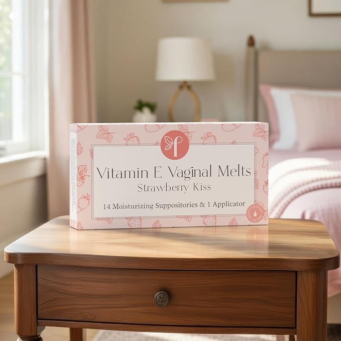 Femallay Organic Vitamin E Vaginal Melts – Feminine Moisture, Comfort & Hydration – Strawberry Kiss, 1-Pack