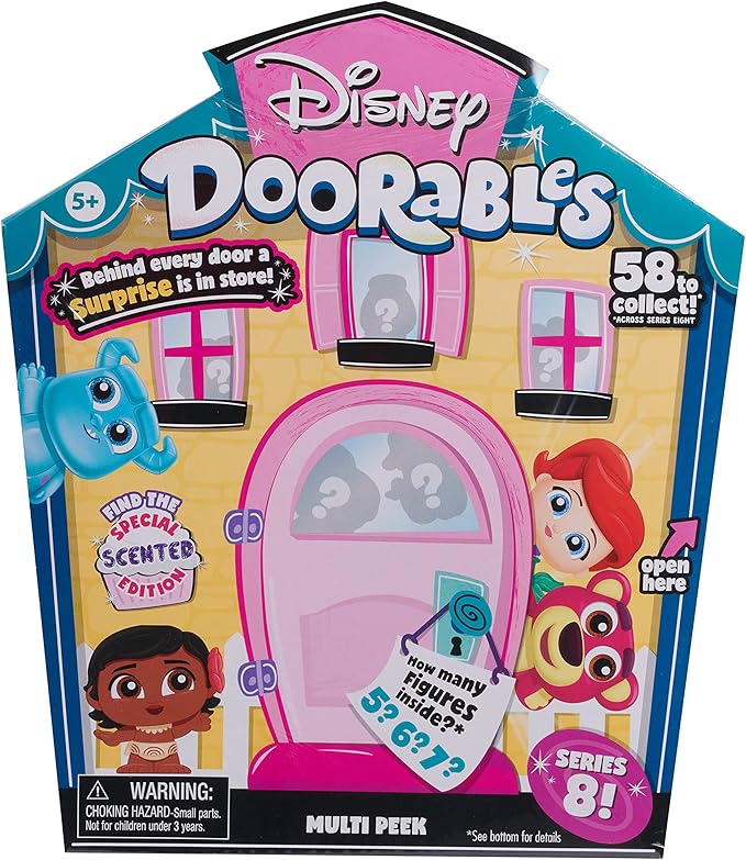 Disney Doorables Multi Peek Series 8 Featuring Collectible Scented Figures, Styles May Vary, Officially Licensed Kids Toys for Ages 5 Up, Easter Basket Fillers, Gifts, Presents by Just Play
