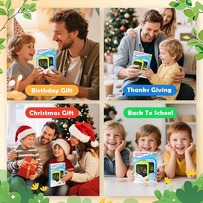 2 Pack LCD Writing Tablet for Kids, 6.5 Inch Colorful Doodle Board Drawing Tablet, Educational Kid Toys, Doodle Pad Dinosaur Toys for 3 4 5 6 7 8 Year Old Boys Girls