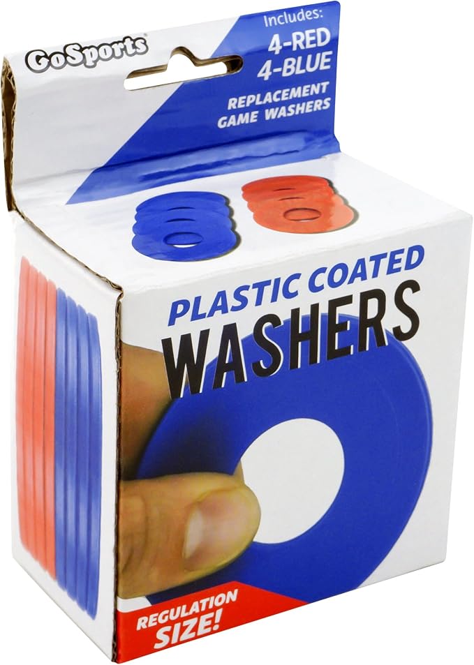 GoSports Replacement Washers Set of 8 for Washer Toss Game - Choose Bottle Opener, Plastic Coated Metal, or Plastic Coated Steel