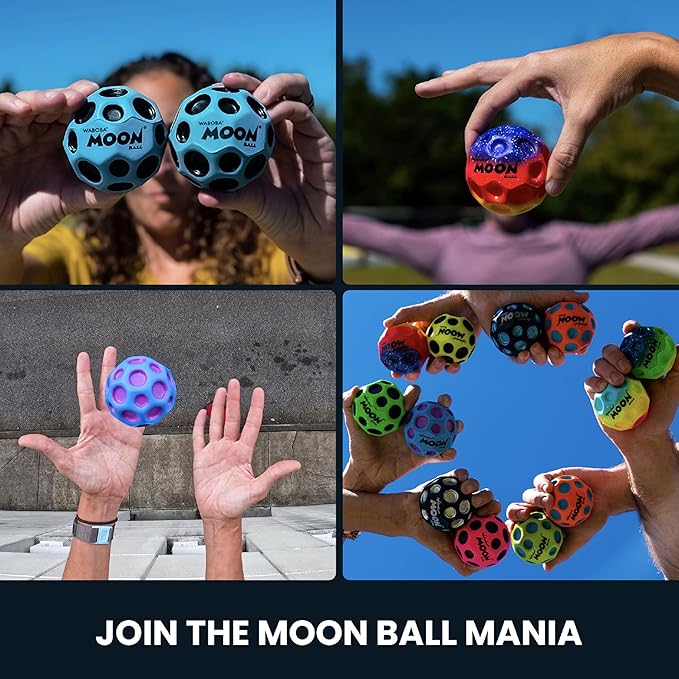 Waboba The Original Moon Ball 3 Pack - Super Bouncy Wall Balls for Kids and Teens - Outdoor Sports Toy Gift - Orange, Teal, & Cobalt