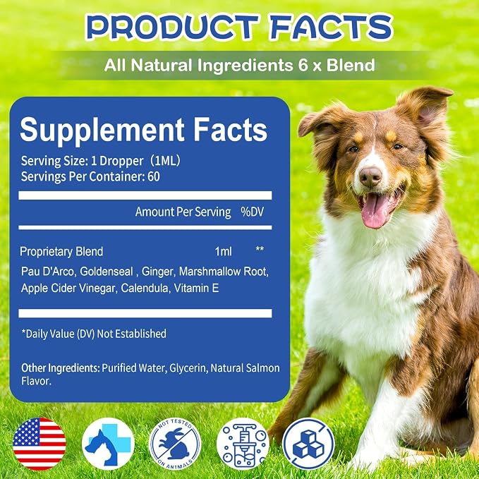 Yeast Infection Treatment for Dog, Natural Dog Yeast Infection Relief for Itchy Skin & Ear - Allergy & Paw Itching, Soothes Irritation & Reduces Inflammation Herbal Dog Supplement Drops