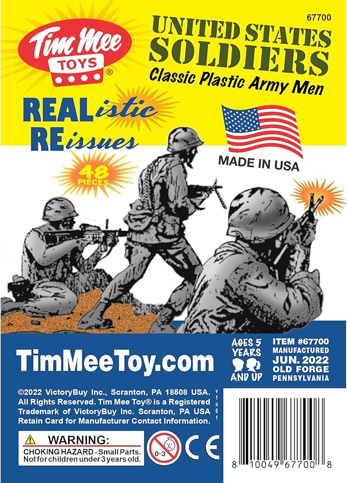 TimMee Plastic Army Men - Gray 48pc Toy Soldier Figures - Made in USA
