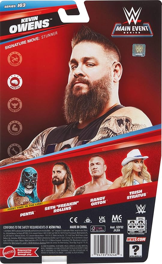 Mattel WWE Kevin Owens Action Figure, Main Event Series #163, 6-inch Collectible Superstar with 14 Articulation Points & Life-Like Look