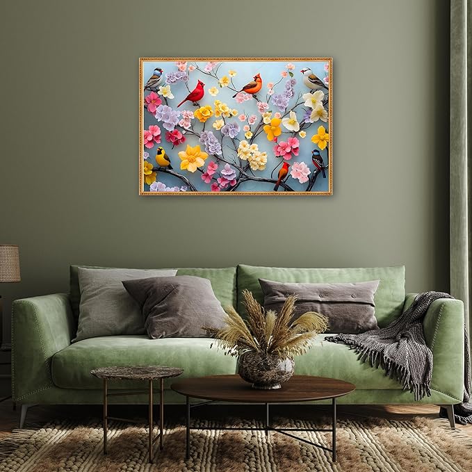 1000 Piece Puzzle for Adults, Bird Flower Puzzle, Impossible Jigsaw Puzzles 1000 Pieces for Home Decor (Flowerful Flock)