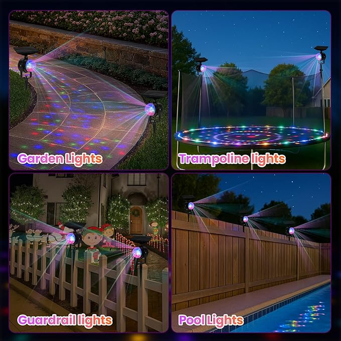 Trampoline Led Lights, Trampoline Lights Solar Powered Outdoor Waterproof Accessories, 3 Modes, 7 Colors, Syncs up to 16FT, 15FT, 14FT, 12FT, 10FT Trampoline Accessories for Kids & Adults