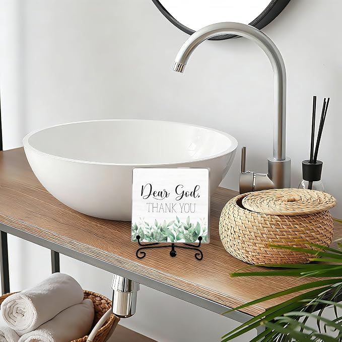 Modern Farmhouse Decor, Home Decor For Living Room, Boho Chic Aesthetic Shelf Decorations, Eucalyptus Christian God Acrylic Sign, Farmhouse Entryway Tv Stand Fireplace Coffee Table Decoration (12)