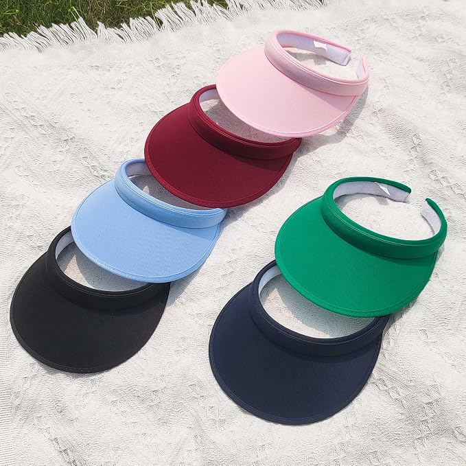 4 Pack Sun Visor Hats Women Men Clip on Cotton Wide Brim Visors Hat Outdoor Sports Golf Beach Travel Tennis Caps