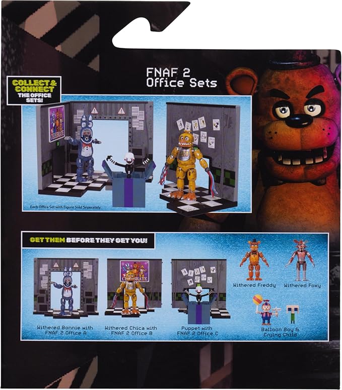 Jazwares Five Nights at Freddy’s Puppet Office Set - 5-Inch Articulated Figure with Jumpscare Feature, Glow-in-The-Dark Eyes, and Optical Diorama