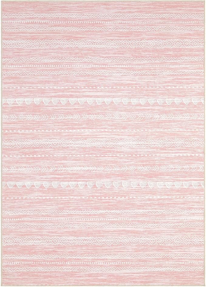 Nakagishi Boho 6x9 Area Rug Living Room Rugs Machine Washable Pink | Soft, Pet & Kid Friendly, Carpet for Living Room/Bedroom/Office/Kitchen/Nursery, Daily Home Decor Stain Resistant Moroccan