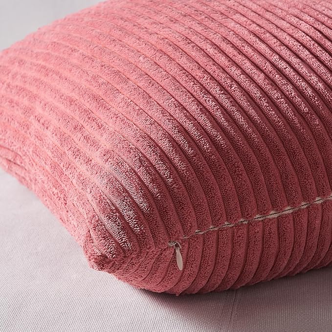 Topfinel Pink Throw Pillows Covers 20x20 Inch Set of 4,Farmhouse Corduroy Decorative Cushion Case,Valentine's Day Pillow Case for Bedroom Couch Sofa Living Room,Spring Home Decor