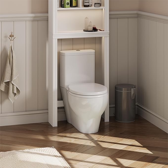 Garvee Toilet Seat Round – PP Full Flat Lid, Quick Release Hinges for Easy Removal & Cleaning, Standard Fit, White